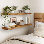Fixwal Floating Wall Shelves for Decor (Rustic Brown, Set of 2, 35.4Inch) - Image 6