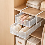 Double Layer White Closet Pull-Out Basket, Under Shelf Hanging Wire Mesh Drawer, Space-Saving Wardrobe Organizer for Socks, Underwear & Bras, 14.6 x 8.9 in - Image 2