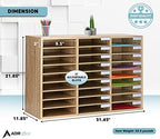 AdirOffice Classroom Mailbox - Wooden Literature Organizer, Construction Paper Storage Organizer, Mail Sorter with Slots, Office Mailboxes with Removable Shelf (27 Slot, Oak) - Image 3