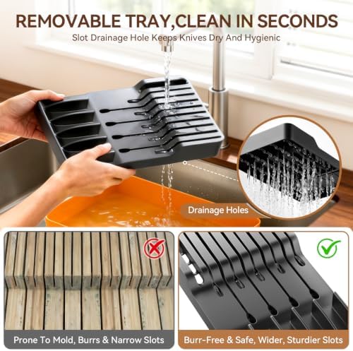 MAD SHARK 2-in-1 Knife Drawer Organizer, Silverware Organizer with Lid - Image 3