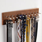 TreeHouse London Tie Rack Organizer – Holds 40 Large Ties – Solid Wood & Sturdy Metal Storage Holder for Closet – Wall Mounted Tie Display Hanger for Wall, Bedroom - (Walnut Tie Rack) 16" L X 4.25" H - Image 3