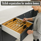 9-Slots Bamboo Drawer Organizers for Kitchen, Expandable Silverware Drawer Organizer, Multipurpose Utensil Organizer for Kitchen Drawers, Large Cutlery Drawer Organizer for Spoons, Forks & Knives - Image 5