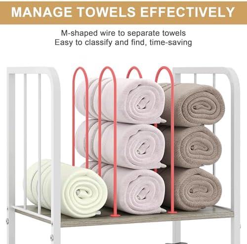 3-Tier Freestanding Towel Racks for Bathroom, White Towel Rack Stand - Image 2