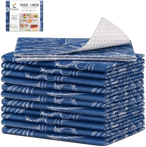 Cooyes 12 Pack Refrigerator Shelf Liners for French Door Fridge, 17.7" × 36" Extra Large, Non-Slip Fridge Mats Machine Washable, Refrigerator Drawer Liner for Glass Shelves Kitchen Cabinet by Cooyes