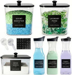 3+3 Pack Laundry Pods Containers & Dryer Sheet Holder & Laundry Detergent Dispenser, Laundry Room Organization and Storage Jars with Lids, Labels and Scoops for Scent Booster, Powder, Pods by Unknown