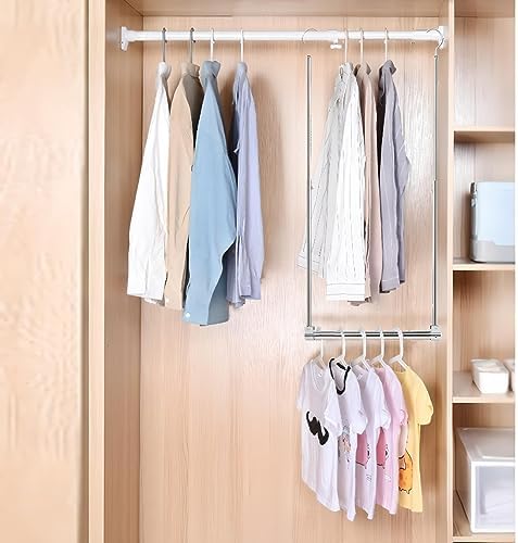 Adjustable Hanging Closet Rod, Extender Hanging Rod, Closet Hanging Organizer, Heavy Duty Closet Bar, Hanging Rod (Black, 2 Pack) - Image 3