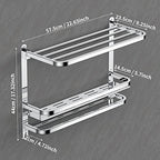 CAXIMSY Towel Rack with Shelf, 22.63" Bathroom Shelf with Double Towel Bars Stainless Steel, Wall Mounted, Foldable Top, 2 Hooks, Adhesive/Screw Install, Space-Saving for Small Bathrooms & Apartments - Image 2