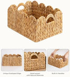 StorageWorks Scalloped Edge Wicker Basket, Hand-woven Rattan Baskets with Built-in Handles, Water Hyacinth Basket for Organizing and Decor, 2 Pack - Image 4