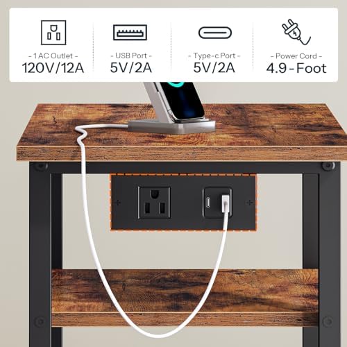 HOOBRO Printer Stand with Hanging File Drawer, Rolling Printer Cart on Wheels, Mobile Filing Cabinet Storage Shelf, Home Office Desk Side Organizer, Rustic Brown and Black BF17UPS01 - Image 5