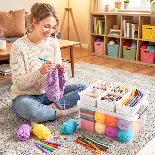 Citylife 17QT 2Packs Clear Craft Organizers and Storage Box with Tray - Image 4