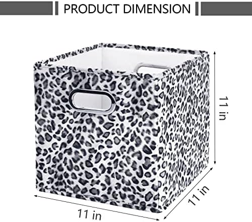 ANMINY Leopard Cheetah Print Storage Cubes Bins, Velvet, Gray, 11Inch 4PCS - Image 4
