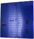Wall Control Kitchen Pegboard Organizer Pots and Pans Storage Rack Organization Kit with Blue Pegboard and Red Accessories - Image 2