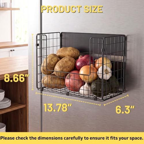 2 Set Magnetic Shelf for Fridge , Fruit Potato & Onion Storage Bins, Pantry Organizers & Storage, Large Container Magnetic Basket for Refrigerator, Kitchen Counter, Cabinet, Magnetic Fridge Organizer - Image 4