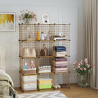 C&AHOME Wire Cube Storage, 12 - Cube Organizer Metal C Grids, Closet, Brown - Image 2