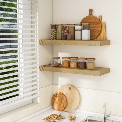 RICHFOCUS 36Inch Floating Shelves for Wall 2Pack, Oak, 8" Deep - Image 3
