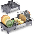Urackify Large Dish Drying Rack, Expandable Dish Drainer, Gray by Urackify