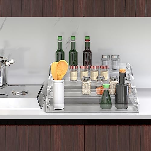 PMMASTO Wide 4-Tier Clear Acrylic Spice Rack Organizer for Kitchen - Image 2