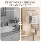 AmazerBath Bathroom Wall Cabinets, Bamboo Medicine Cabinets with Towel Bar, Hanging Over The Toilet Storage Cabinet with Adjustable Shelves, Organizer Cabinet for Small Spaces, 8.3x16.5x26.6 Inches - Image 4