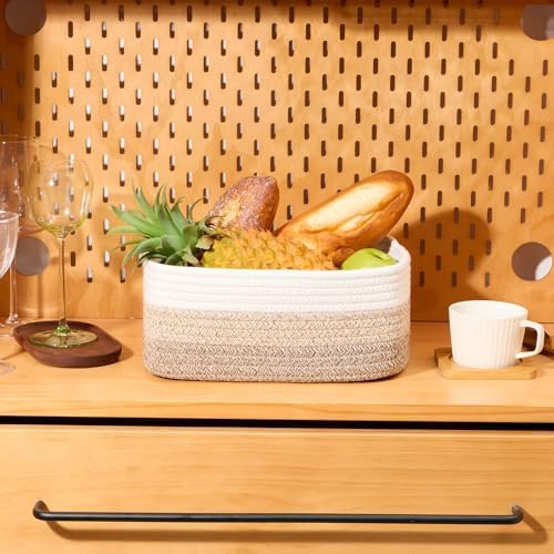 MiniArk Small Storage Baskets for Organizing | Closet Organizer Bins | Shelf Toy Basket | Woven Rope Baskets | Cube Decorative Box | Shallow Basket |11.5x7.5x4.7”| 4 Packs Gradient Brown - Image 5