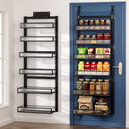 Over the Door Pantry Organizer 6 Tiers Hanging or Wall Mounted Spice Rack with Adjustable Basket,Heavy Duty Metal Seasoning Organizer Shelf for Kitchen Pantry and Bathroom by Clothink