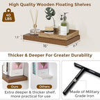 16 in Floating Shelves for Wall, Walnut Wooden Shelves Set of 2 - Image 3