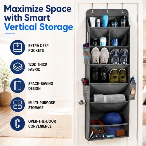 HOMELUX THEORY Hanging Shoe Organizer for Closet, 6-Tier, 120D, Dark Gray - Image 4