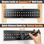 Garage Tool Organizer Wall Mount 99 inches with 18 Adjustable Heavy-Duty Hooks, Garage Organization, Garden Tool Storage Rack for Garage, Yard, and Shed, Holds Up to 750 lbs - Image 6