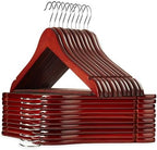 Casafield - 20 Cherry Wooden Suit Hangers - Premium Lotus Wood with Notches & Chrome Swivel Hook for Dress Clothes, Coats, Jackets, Pants, Shirts, Skirts by Casafield