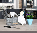 Alpha Living Home Farmhouse Utensils Caddy, Antique Gray, 18.5 x 14.5 x 3 in - Image 5
