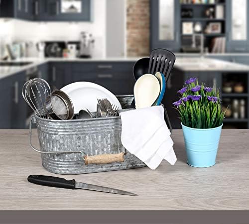 Alpha Living Home Farmhouse Utensils Caddy, Antique Gray, 18.5 x 14.5 x 3 in - Image 5