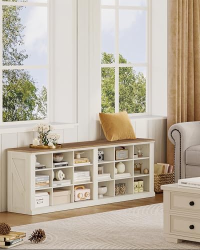 Hzuaneri Shoe Storage Bench, 18-Cubby Shoe Rack Bench, Widened Compartments - Image 7