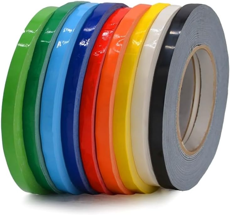 MAT Food Saver UPVC Tape Rainbow - 3/8 x 180 yds. (Pack of 8) Poly Bag Sealing Tape for Wrapping, Packaging, and Airtight Food Storage by MATTape