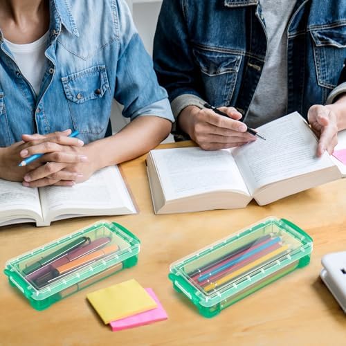 Gueevin 24 Pcs Pencil Box Clear Plastic Pencil Case, Green - Image 6