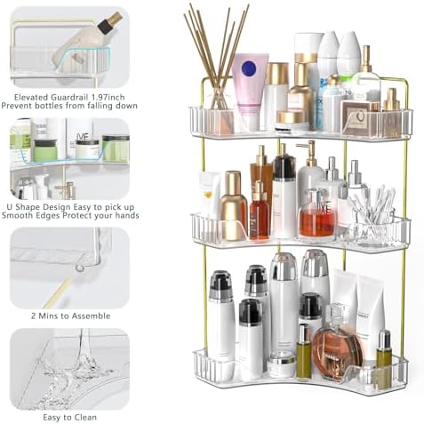 Webetop Corner Bathroom Organizer, 3 Tier Storage for Countertop - Image 4