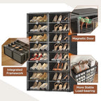 Vipbox Black Shoe Rack Organizer Cabinet for Closet Entryway,Clear Shoe Storage Boxes Stackable Sneaker Storage with Door Easy Assembly Shoe Cabinet with Lids Large 8 Tiers 32 Pairs - Image 5