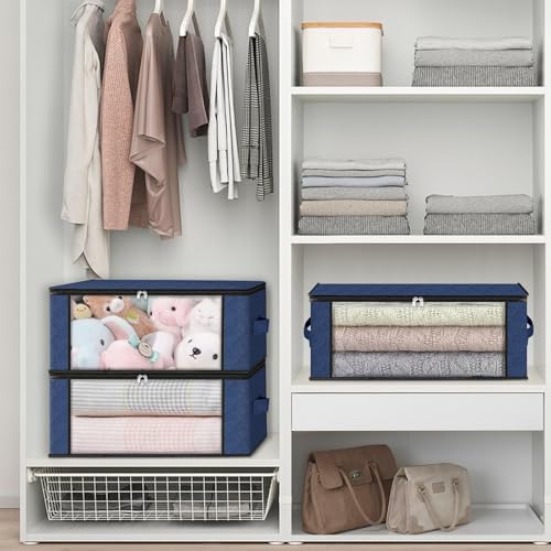 HomeHacks 10-Pack Clothes Organizer Storage Bags, 35L Storage Bins, Blue - Image 6