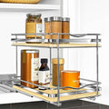 LYNK PROFESSIONAL® Élite™ Pull Out Spice Organization for Cabinets - 8-3/8 inch Wide – Spice Rack for Inside Cabinets – Wood/Chrome - Sliding Spice Rack Organizer for cabinet – Spice Rack - 2 Tier by LYNKPROFESSIONAL