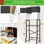 Over-The-Toilet Storage Rack, 4-Tier Bathroom Organizer Shelf Over Toilet with Barn Doors Cabinet and Basket, Freestanding Space Saver Bathroom Shelves with Paper Holder Above Toilet (Black & White) - Image 2