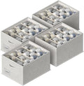 FHSQX 4 Pack Shoe Organizer for Closet,Foldable Shoe Organizer,Fits up to 48 Pairs,Storage Containers With Bottom Support for Shoes (Light Grey, (16.5 * 12.6 * 9.5) x4) by FHSQX