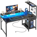 PRAISUN 47.2 Inch Gaming Desk with LED Lights & Power Outlets by PRAISUN
