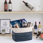 OIAHOMY Cotton Rope Storage Baskets for Organizing White Blue 3-Pack - Image 2