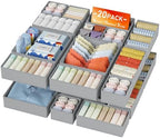 DIMJ Drawer Organizer Clothes - 20 Pack Closet Drawer Organizer Bins for Baby Clothes Storage, Fabric Dresser Organizer for Nursery Bedroom, Foldable Small Drawer Dividers for Underwear Socks by DiMJ