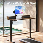 HUANUO 40" X 24" Electric Standing Desk with 2 Drawers, C-Clamp Mount Compatible, Height Adjustable Computer Desk, Home Office Stand Up Desk with 4 Preset Heights & 2 Hooks, Walnut - Image 6