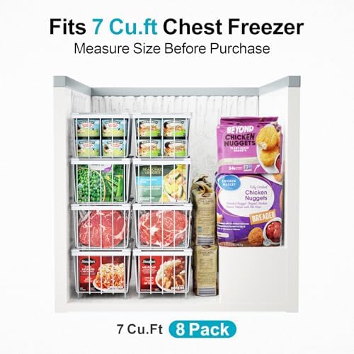 iSPECLE Deep Freezer Organizer Bins - Small Baskets for 7 Cu.Ft, 8 Pack - Image 2
