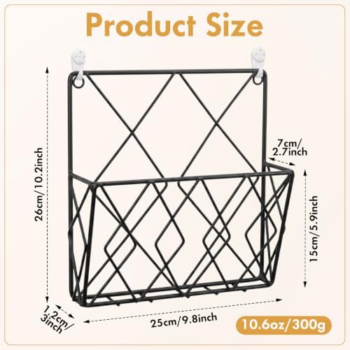 6 Pack Hanging Wall File Organizer, Wall Mount Magazine Rack Metal, Black - Image 2