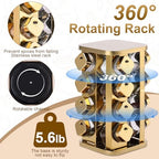 Kitchen stainless steel spice rack with 16 food grade glass cans-275 spice label-rotating vertical bracket and countertop seasoning rack cabinet tower storage rack (golden, 16) - Image 3