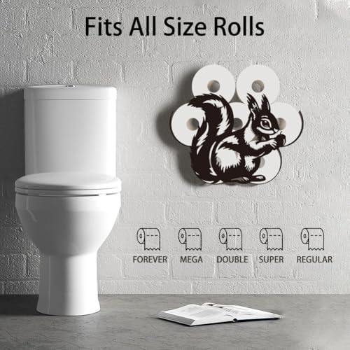 WADORN Funny Squirrel Metal Toilet Paper Holder, Black Squirrel Decorative Metal Toilet Paper Storage for Extra 8 Rolls Funny Freestanding Animal Wall Mounted Organizer for Restroom Bathroom Cabinet - Image 3