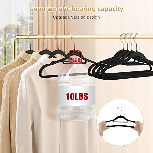 Velvet Non-Slip Hangers, Heavy-Duty Suit Hangers with 360° Swivel Hook for Space-Saving Storage - 20 Pack, Black - Image 5