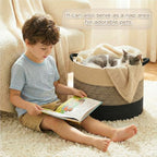 Artfeel 100L Large Cotton Rope Basket, Decorative Woven Blanket Storage for Living Room, Boho Toy Storage & Toy Box for Kids, Versatile Laundry Basket & Nursery Hamper for Blankets(BlackBrown) - Image 3