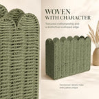 Green Paper Rope Magazine Holder, Scalloped Magazine Basket - Image 4